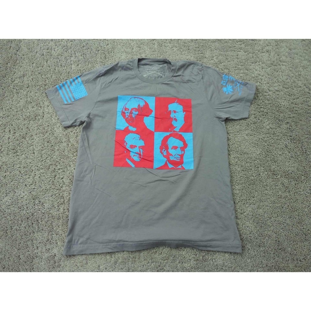 Grunt Style T-Shirt Mens Large Gray Presidents Pop Art Patriotic America